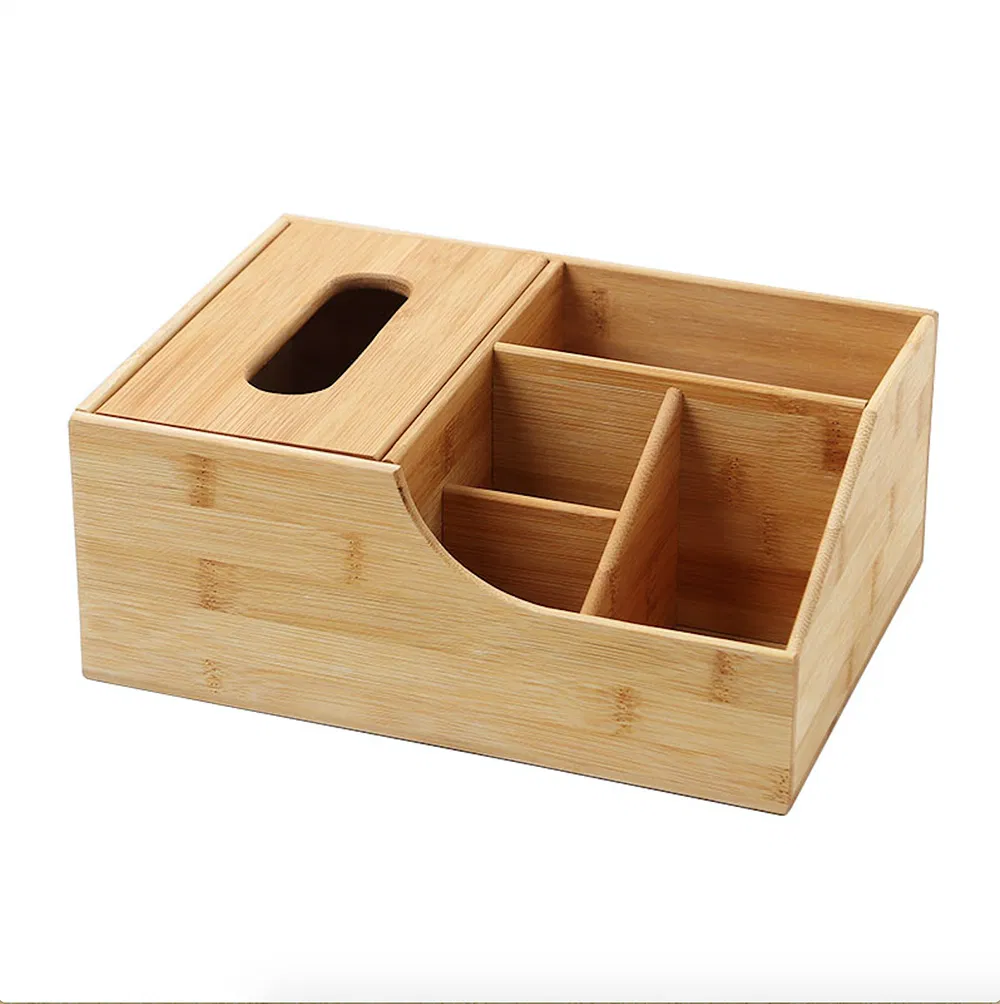 Bamboo Tissue Box Desktop Sundries Storage Box