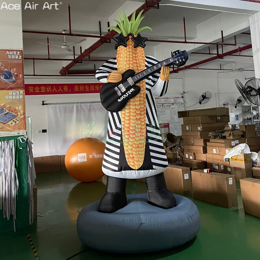 Giant Inflatable Rockstar Corn Mascot Music Festival & Food Exhibition Inflatable Cartoon Figure