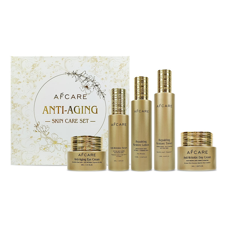 Private Label Golden Luxury Anti-Aging Preparing Collagen Rice Extract Face Care Set