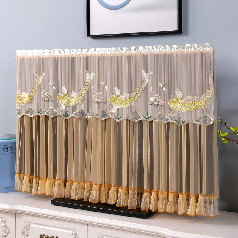 Lace Fabric Monitor Screen Home Decorations TV Protector with Elastic TV Dust Cover