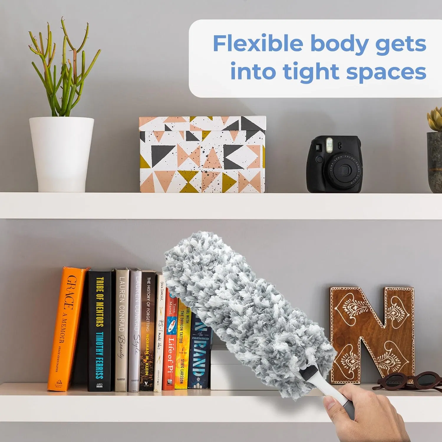 Lint Free Microfiber Duster with an Extra Washable and Reusable Duster Head Dusters for Household Cleaning