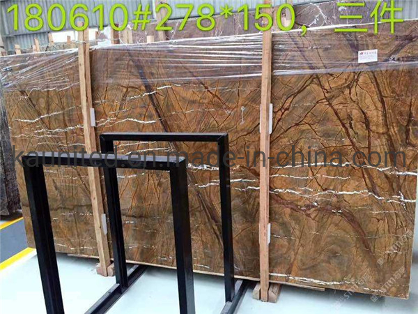 Мрамор Rainforest Brown полированный и состаренный для столешниц и плитки