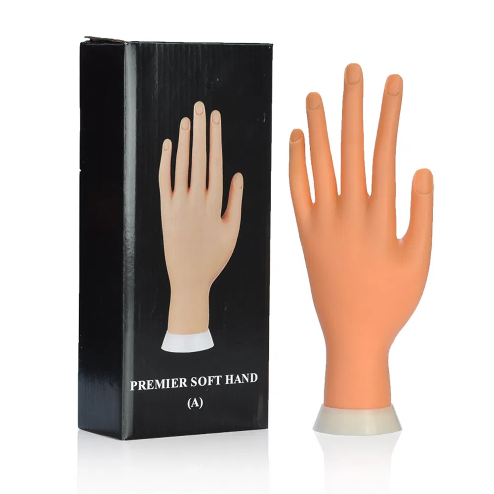 Wholesale Flexible Adjustable Nail Art Practice Model Nail Hand Rest Mannequin Equipment Nail Beauty Training Practice Silicone Nail Hand
