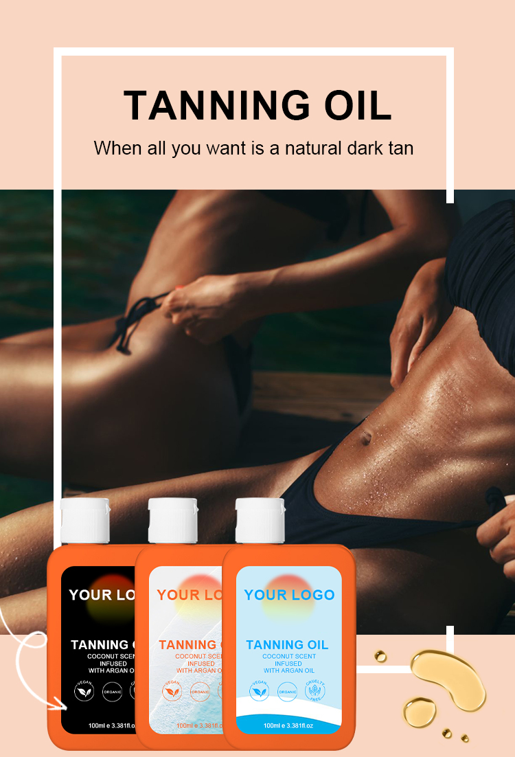 OEM Natural Vegan Indoor Self Tanning Shimmering Highlighter Bronzing Glowing Face Body Tanning Oil