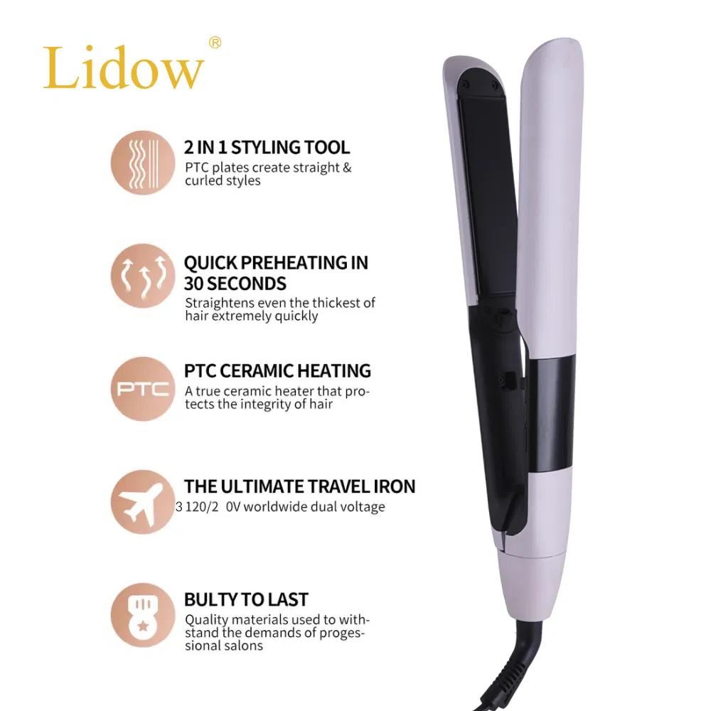 2 in 1 LED PTC Fast Heat Professional Flat Irons Hair Straightener