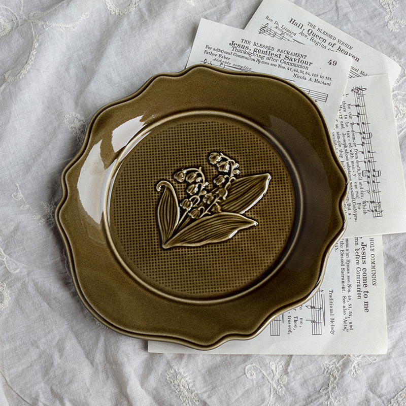 Dinner Plates, Modern Ceramic Plate Relief Lily Valley