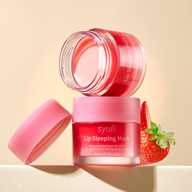 Private Label Overnight Vitamin E Aloe Vera Hydrated Strawberry Lip Sleeping Mask