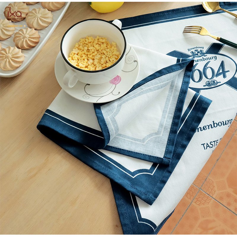 Square Hemstitch Cotton Canvas Placemat Custom Printed Logo Perssonaliaed Woven Heat Resistant Wester-Style Restaurant Fabric Place Mats