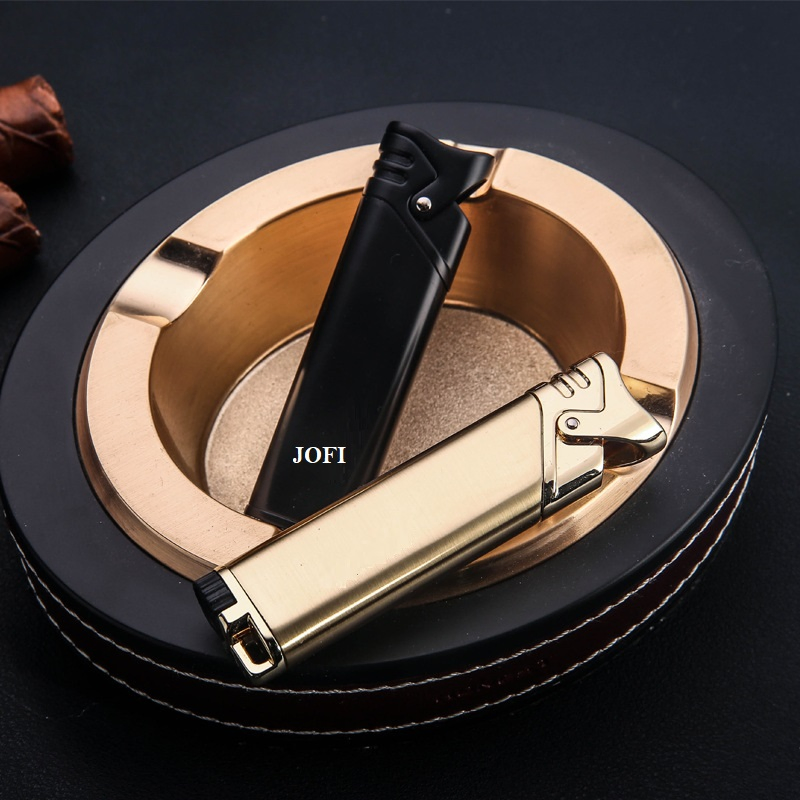 Custom Metal Single Flame Jet Butane Gas Torch Lighter Mini Slim Size with Modern Design Style for Cigars & Cigarettes