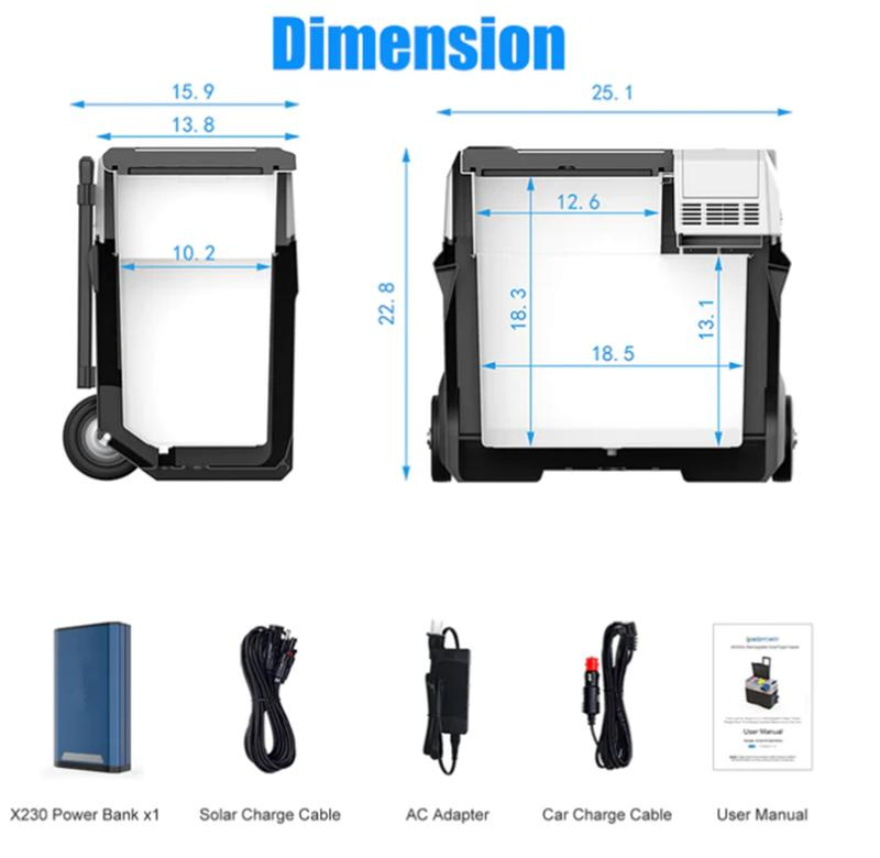 30L/40L/50L Portable Solar Fridge Freezer with APP Control Can Offer -4º F/-20º C for Car for Camping