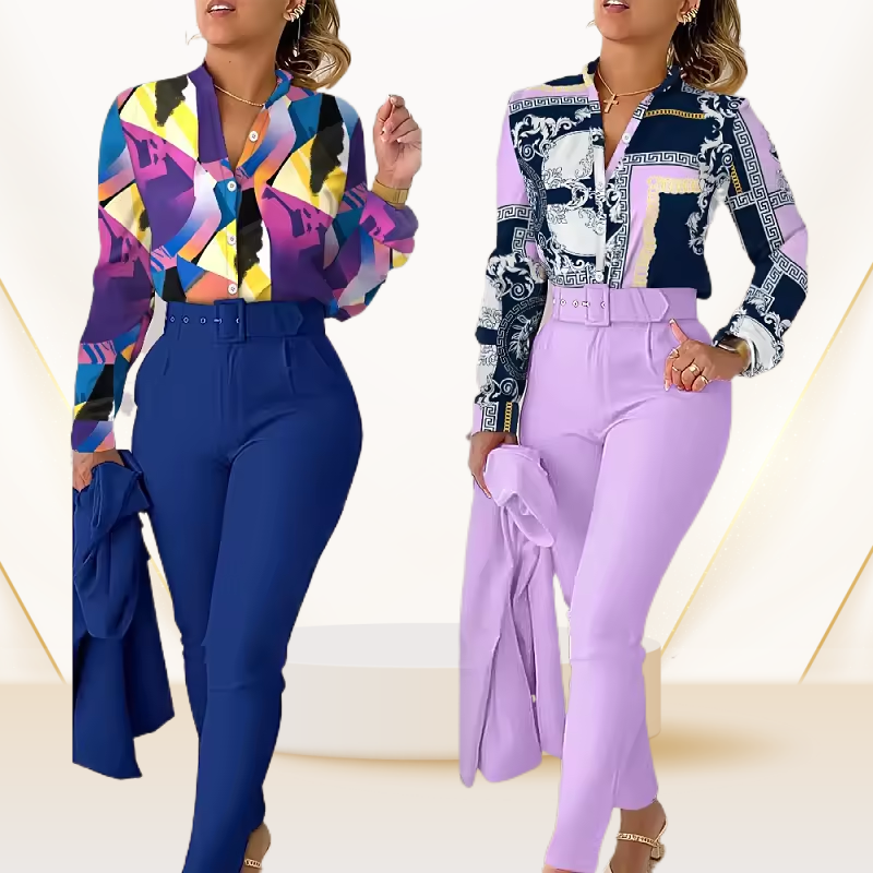 Рубашка женская повседневная с длинным рукавом и принтом