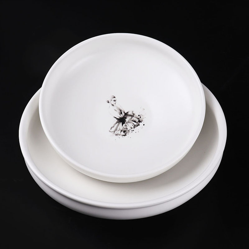 Japanese 10/8inch in-Glaze Decoration White Porcelain Soup Bowls