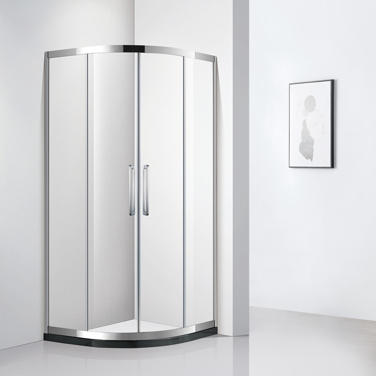 Bathroom Corner Tempered Easy Clean Glass Sliding Shower Door Simple Shower Enclosure Black Frame