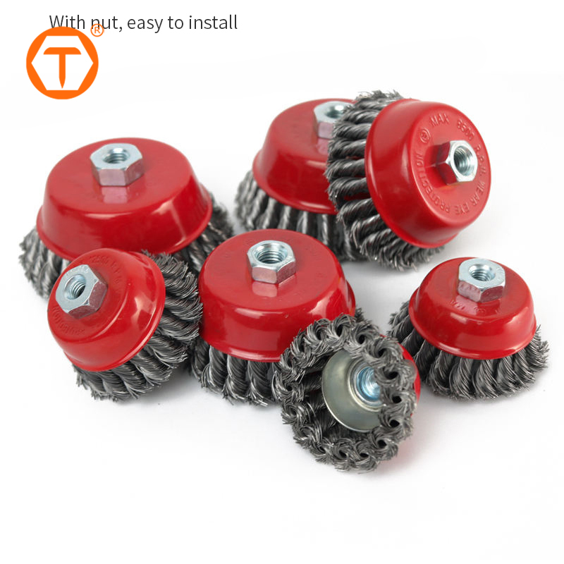 Twisted Knotted Wire Cup Brush Wheel for Grinders Cleaning Burring for Angle Grinder