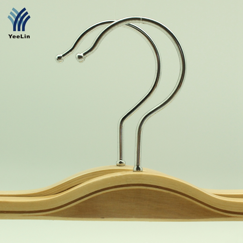 Wholesale Clothes Store Laminated Wood Pants Hangers Non-Slip Household Garment Trouser Rack Wooden Hanger with Clips