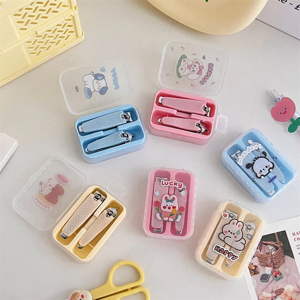 Girls Cute Cartoon Nail Scissors Two-Piece Nail Clippers Set