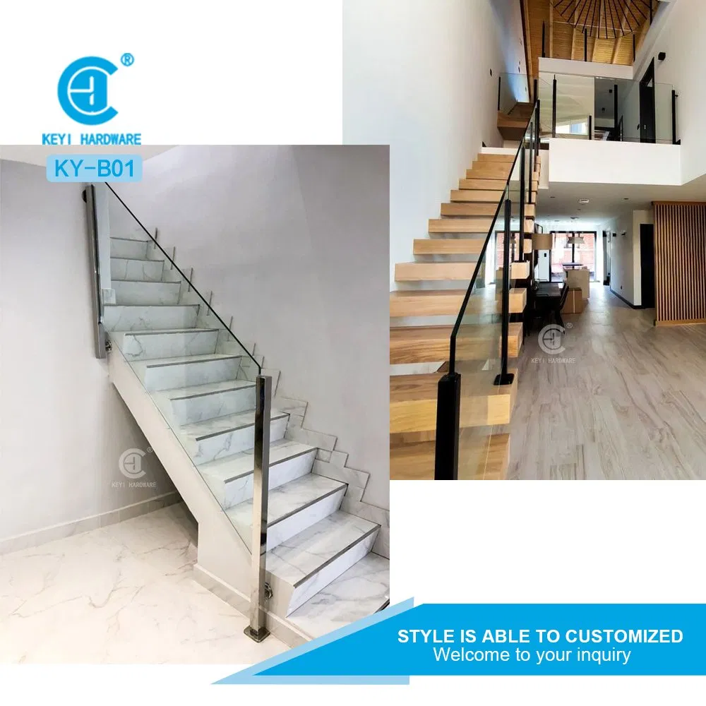 Keyi Metal Ky-B01 Simple Stainless Steel Glass Fence Stair Guardrail