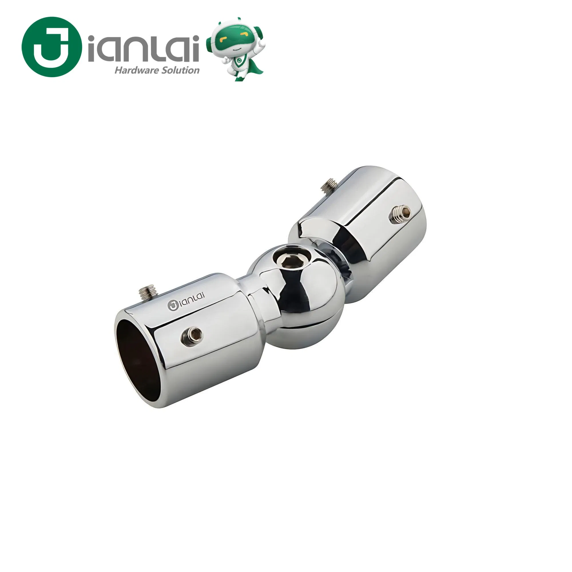 Bathroom Tempered Glass Door Hardware Stainless Steel Flexible 19mm Round Pipe Connector