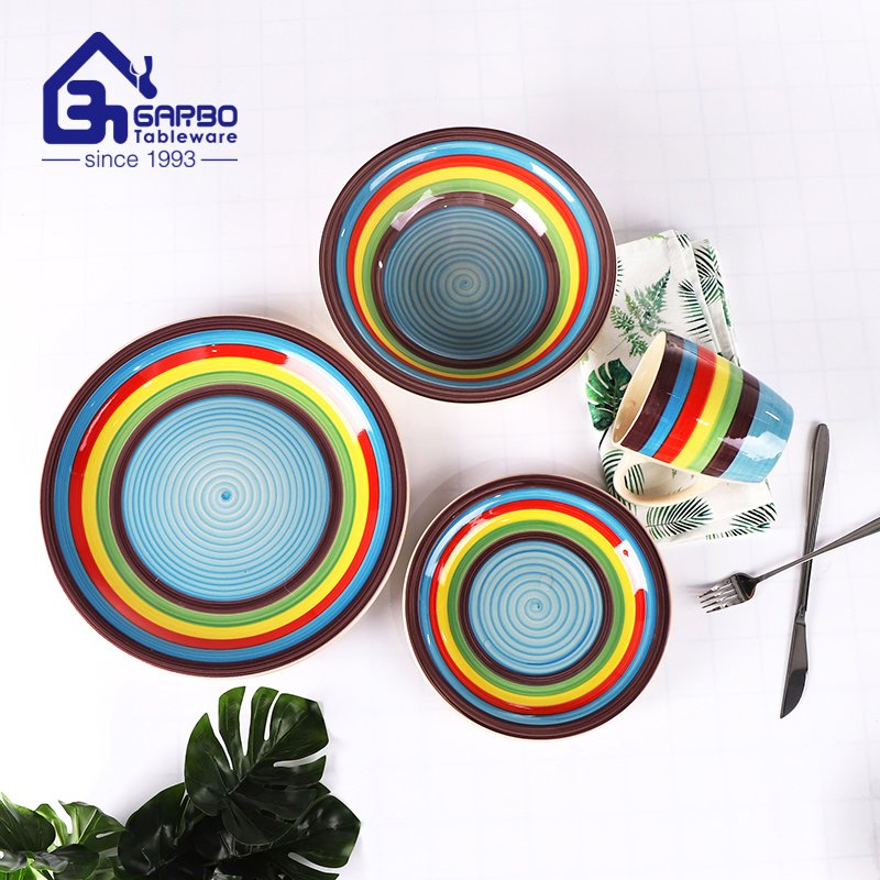 Factory Wholesale Ceramic Soup Bowl Hand-Painted 7 Inch Salad Bowl Rice Bowl Stoneware Bowls for Home Restaurant Hotel
