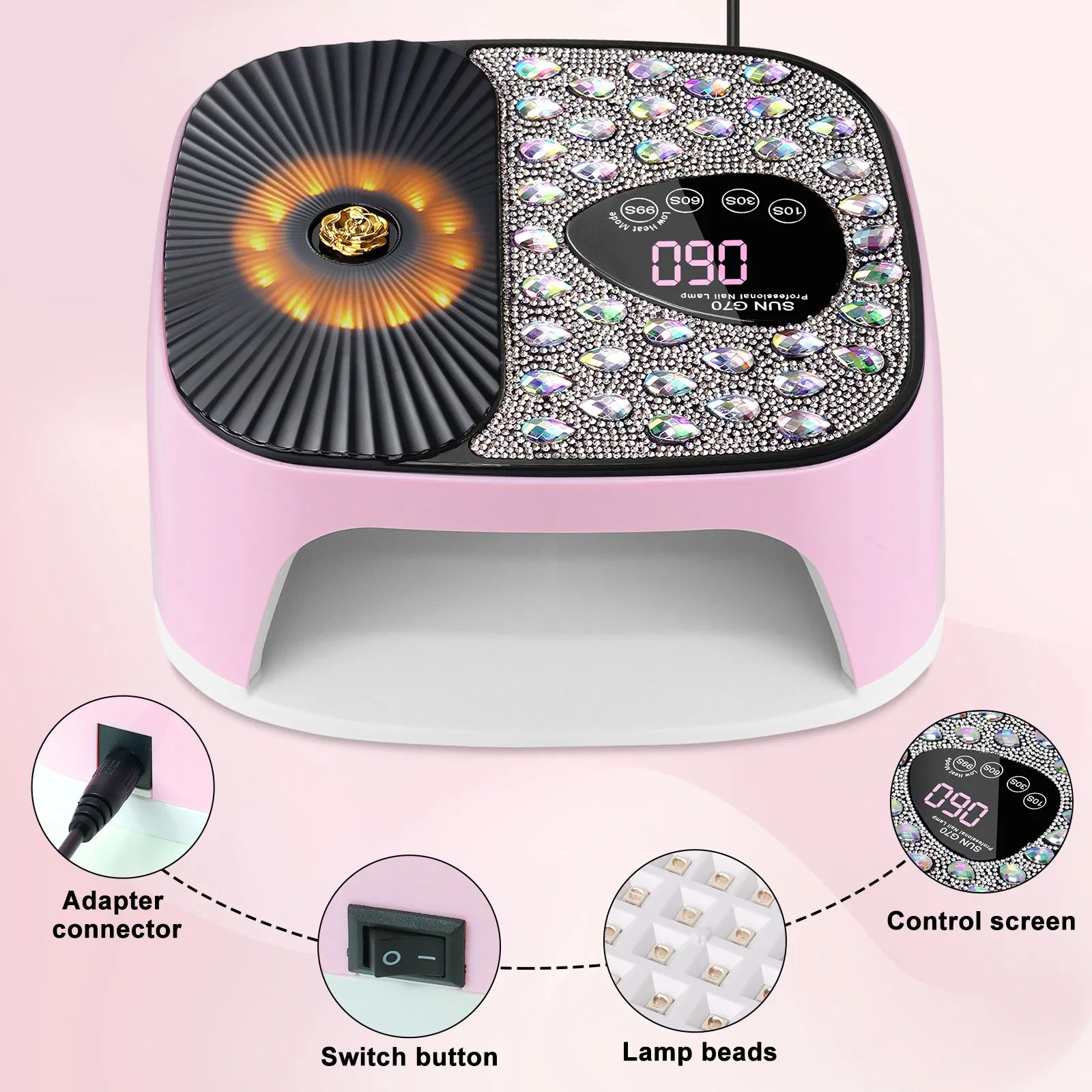 Hot New Sale Professional Beautiful LED Nail Lamp with Diamond