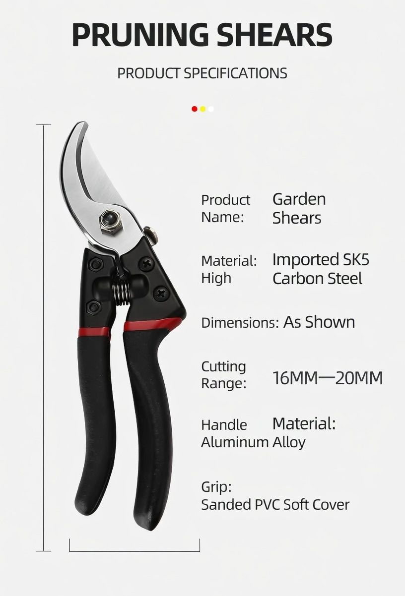 Professional Bypass Pruning Shears Garden Secateurs for Fruit Trees and Flowers