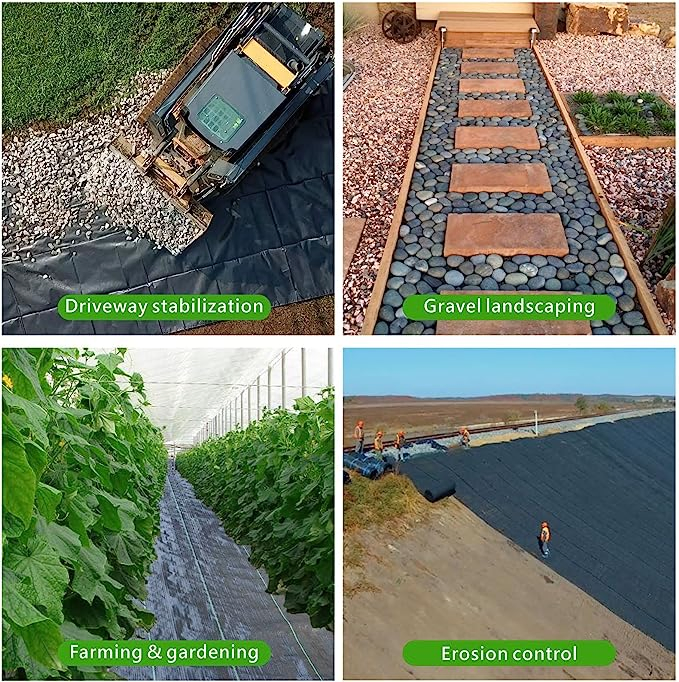 4FT X 100FT & 6oz Geotextile Fabric PP Woven Geotextile for Driveway & Road Stabilizationr, Erosion Control