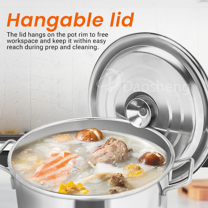 Daosheng Factory Direct Sale Restaurant Kitchen Pots and Pans Sets Commercial Cooking Soup Bucket Stainless Steel Soup Stock Pot