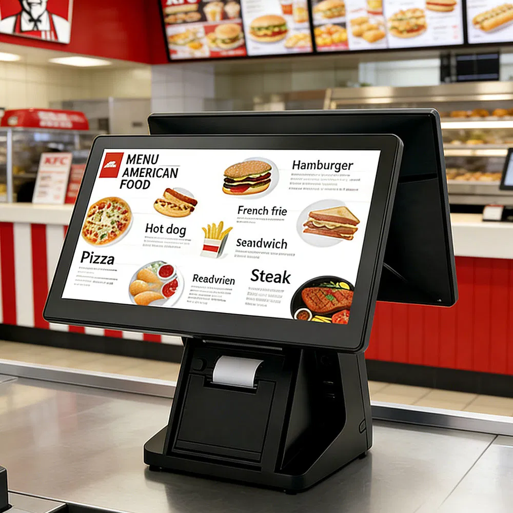 15.6 Inch Dual-Screen P0s Cash Register with 58mm Printer Windows 7/10/11 Customer Display Option