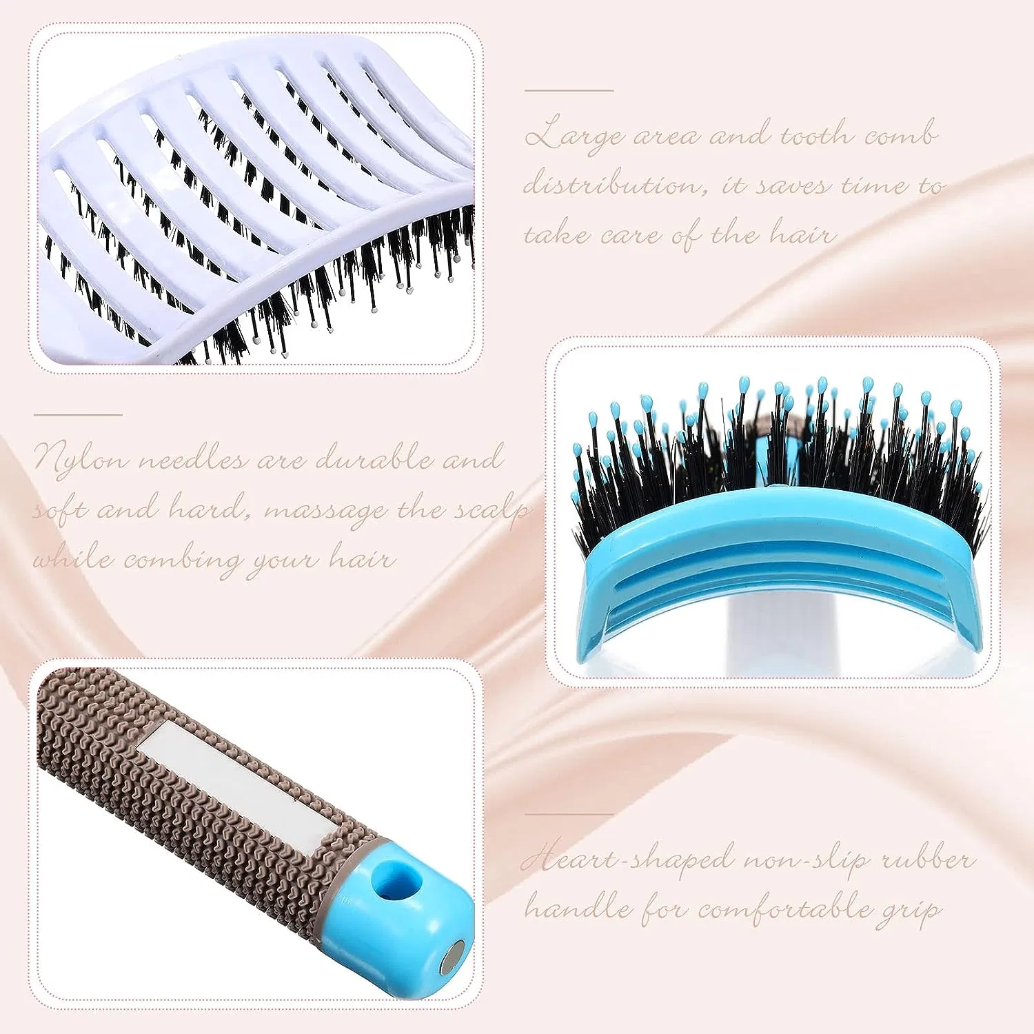 Boar Bristle Hair Brushes Curved and Vented Hairbrush Detangler Curved Hair Brushes