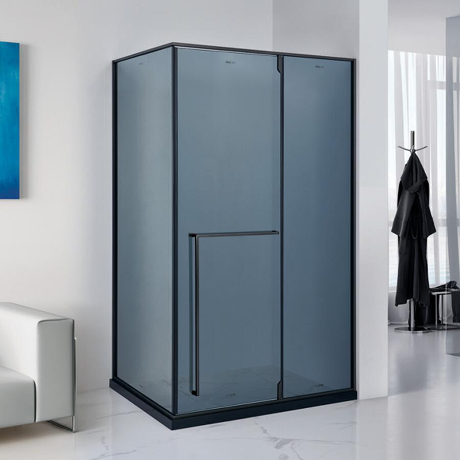 Sliding Shower Enclosure with Towel Handle Matt Black Frame Shower Cubicle