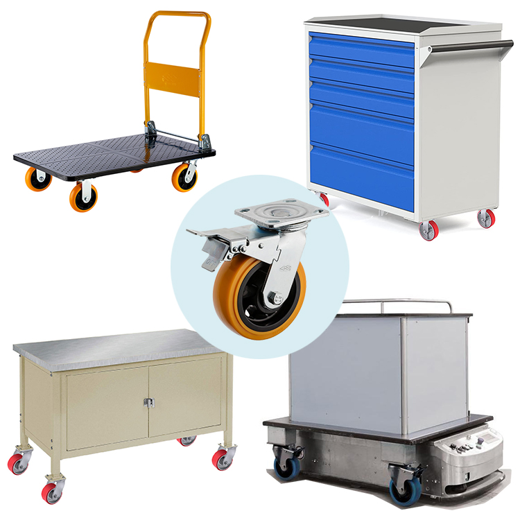 125mm PU Wheel Castor with Locking 330kgs High Load 4inch Fixed Type Welding Heavy Duty Industrial Caster