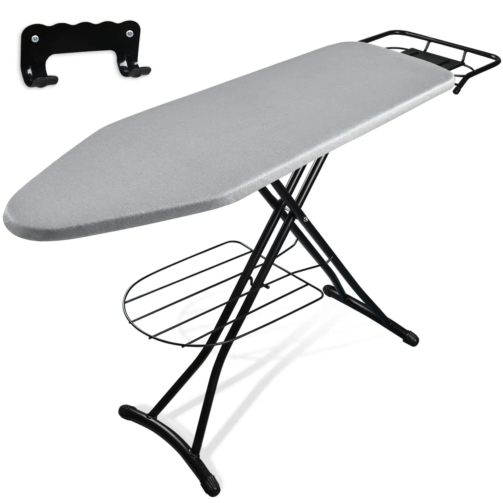 Ironing Board Cover Wall Mount Storage Tray Iron Rest Legs Height Adjustable
