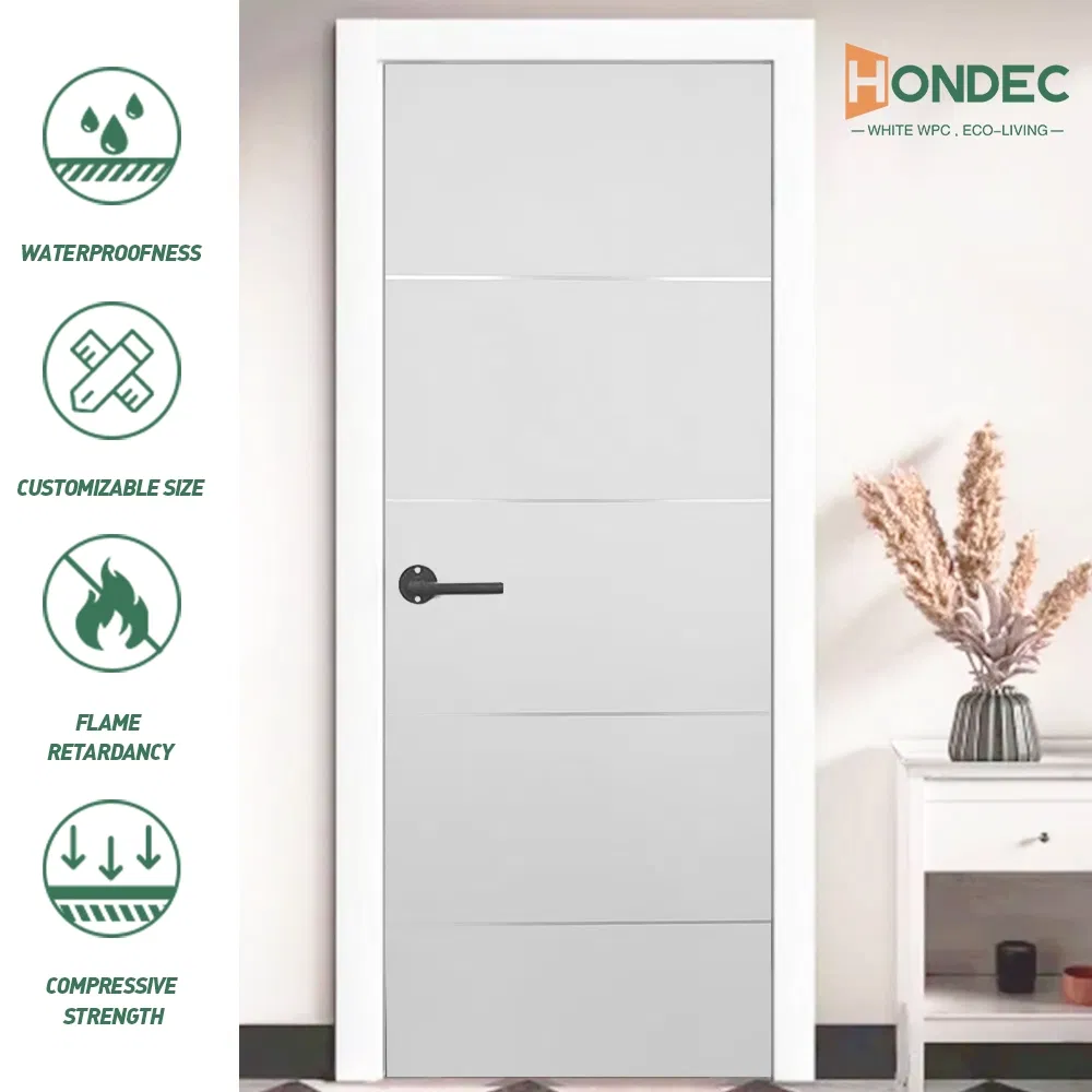 WPC Strip Structure Pressed Door - Anti-Bug, Waterproof PVC Edge for Interior Use