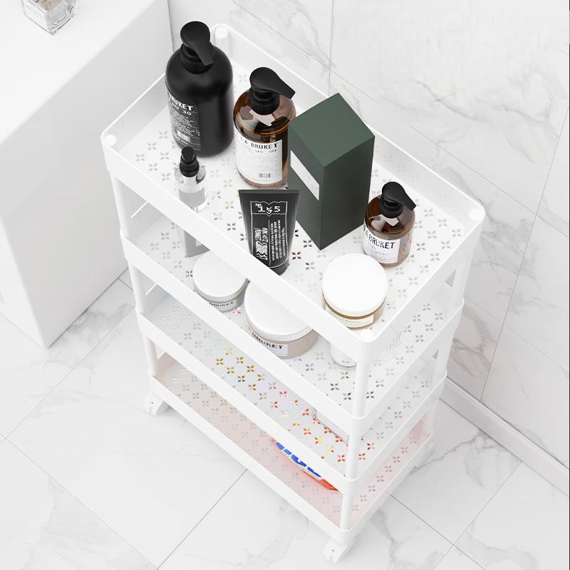 Slim Storage Cart, 3 Tier Bathroom Rolling Utility Cart Storage Organizer Slide out Cart