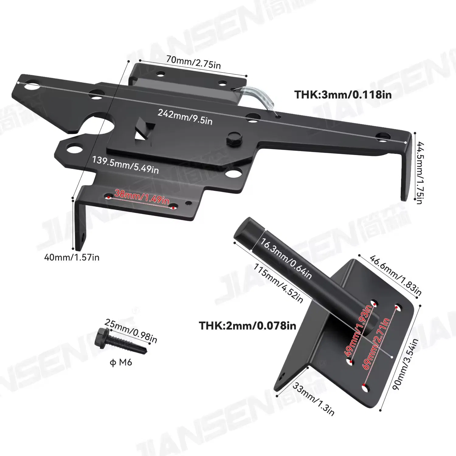Us Local Stock Black Stainless Steel Post Mount Automatic Gravity Fence Gate Latch Hardware for Vinyl and Wood Gate