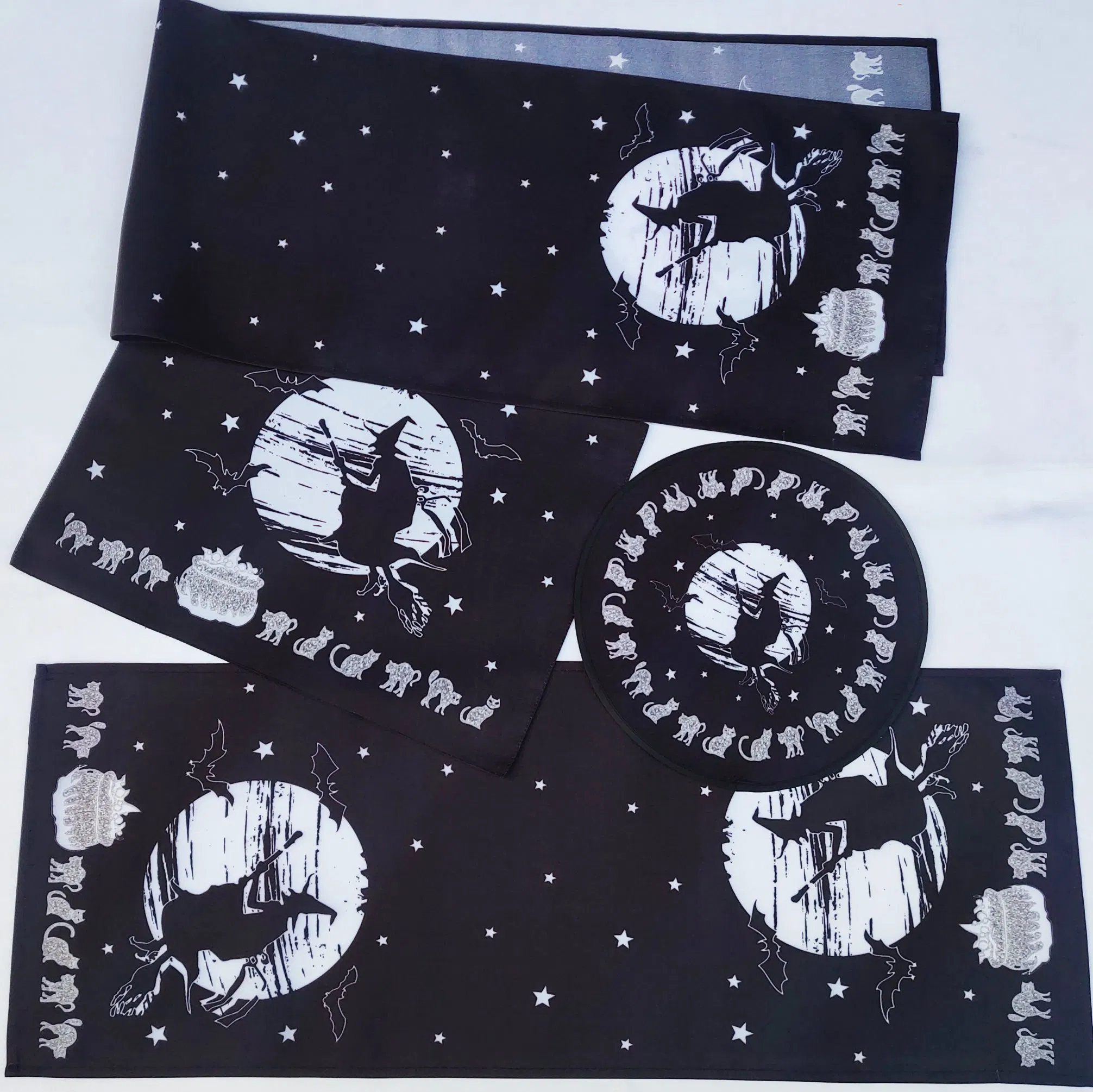 Pumpkin Ghost Black Cat Halloween Printed Placemat Decoration Small Table Runner Flag