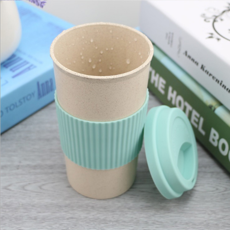 Кружка из рисовой шелухи 450 мл с силиконовой крышкой