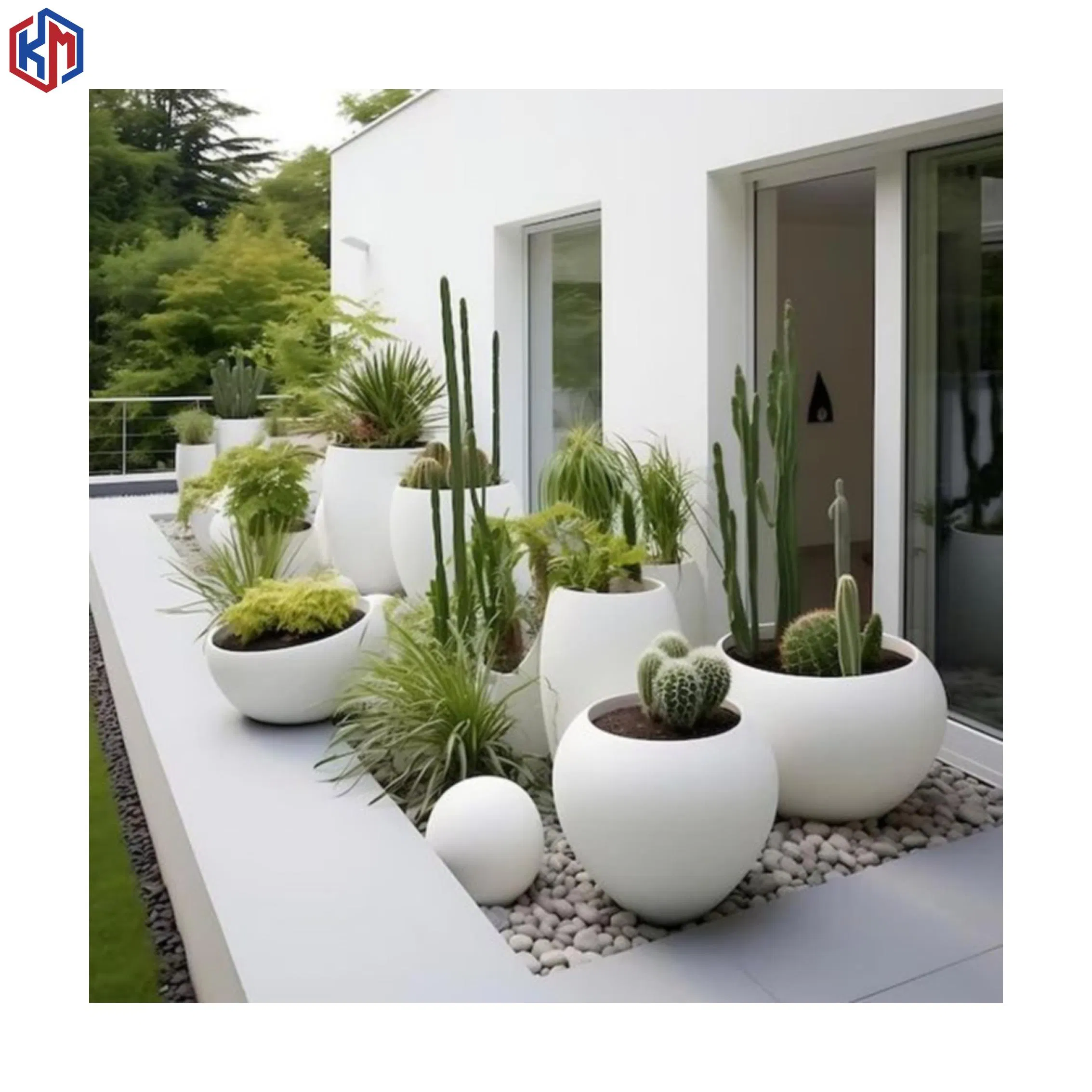 Белый бетонный кашпо GRC для сада, на заказ