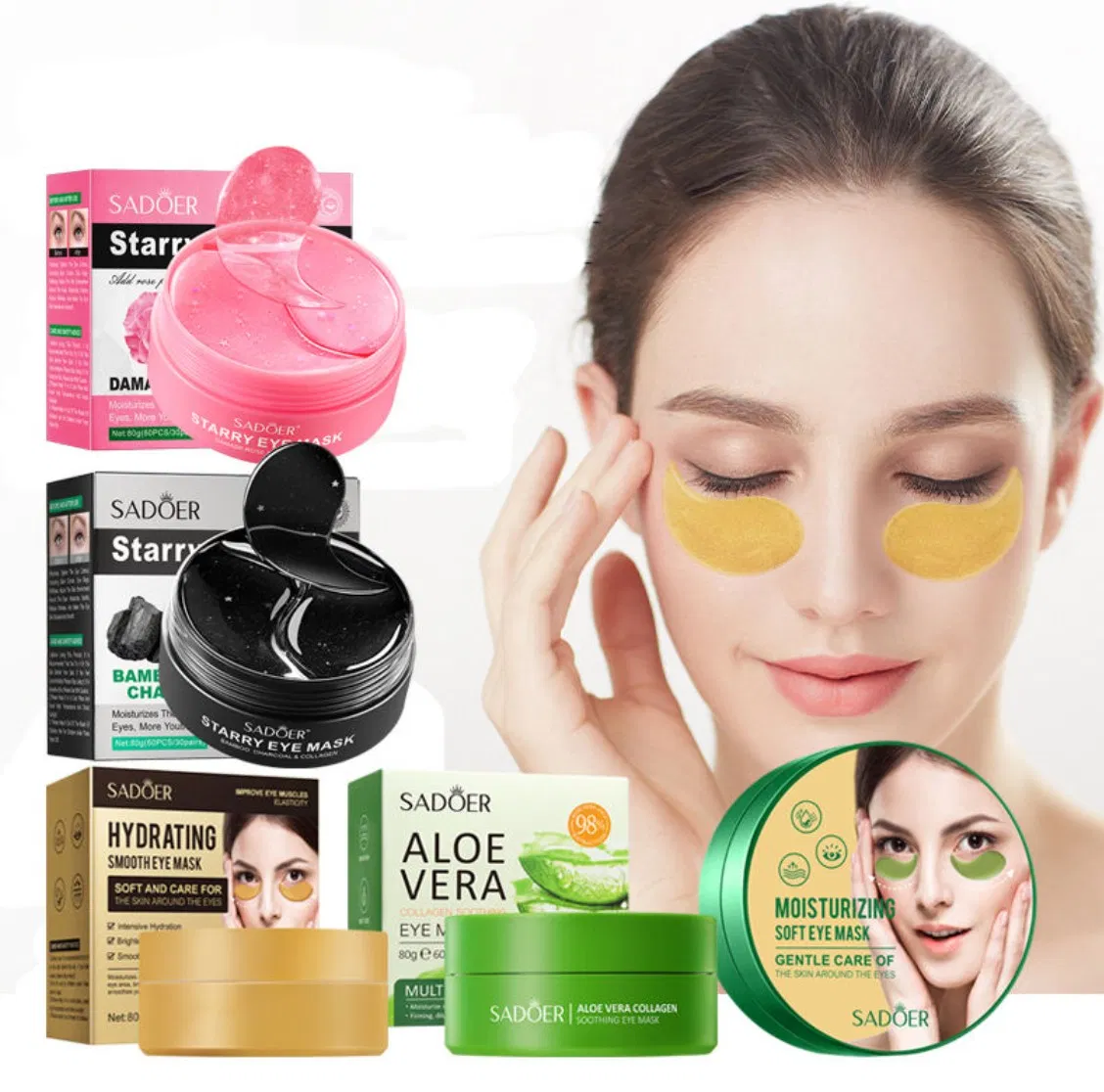 Online Wholesale in Stock Private Label Collagen Bamboo Charcoal Rose Starry Sky Eye Patch Moisturize Anti Aging Skin Care Crystal Eye Mask
