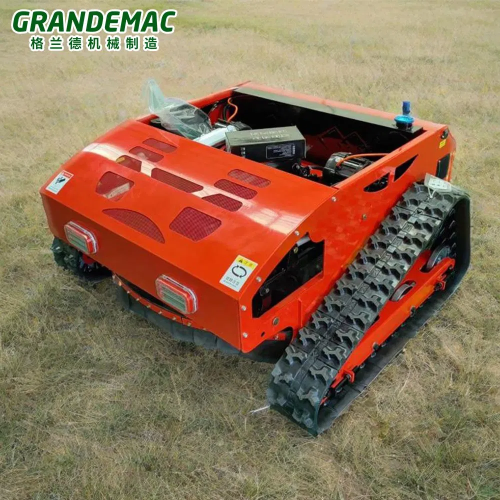 Бензиновый робот-газонокосилка на гусеницах с пультом ДУ