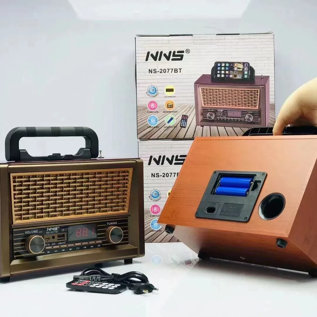 Ретро радио NS-2077BT с Bluetooth, деревянный корпус