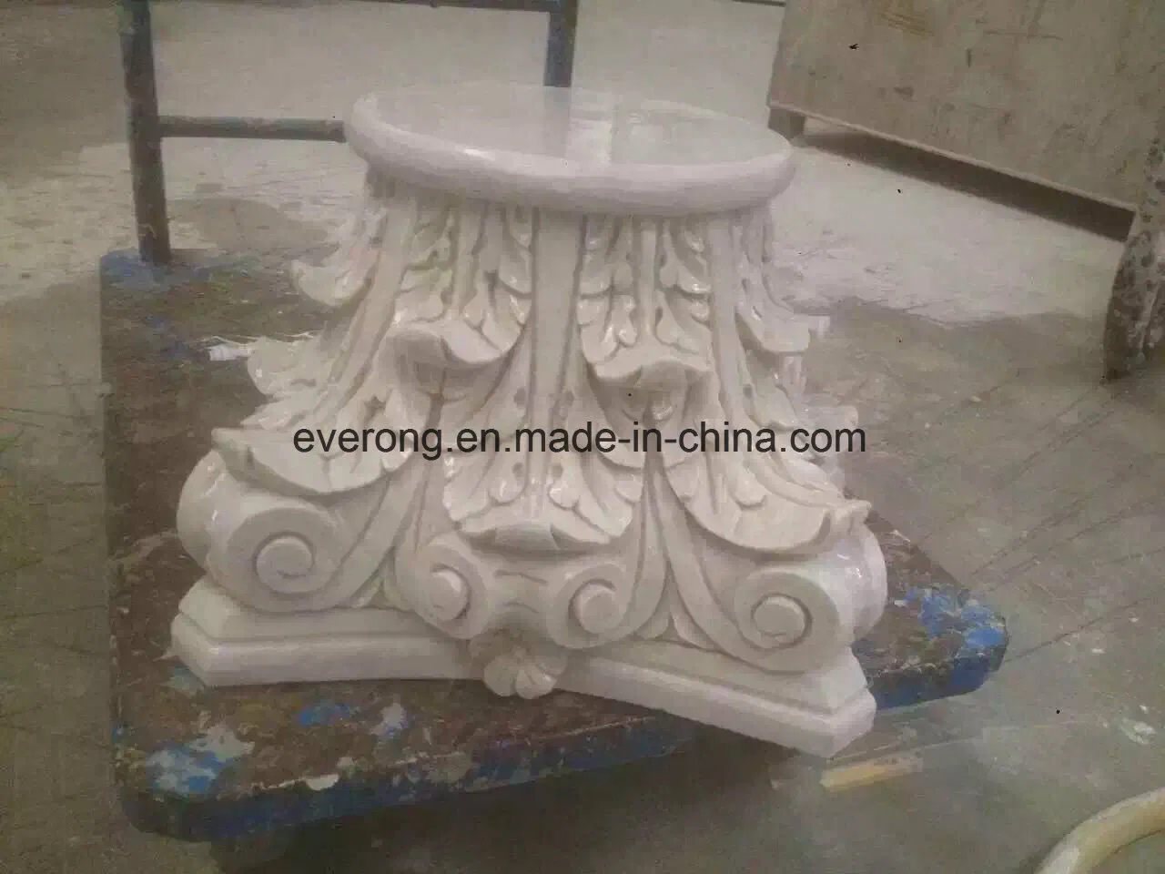 Hand Carved Antique Marble Roman Column Base. Stone Pedestal Pillar Base