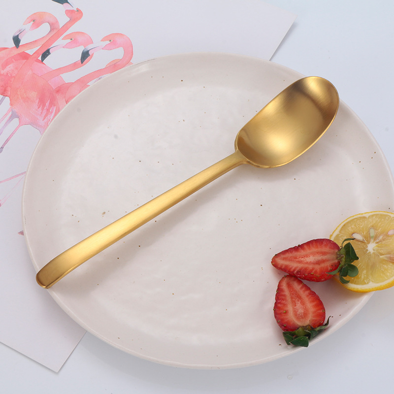 High Quatlity Spoon Plus Fork Gift Set Gold Plated Cutlery Stainless Steel Stirring Coffee Spoon Tea Spoon