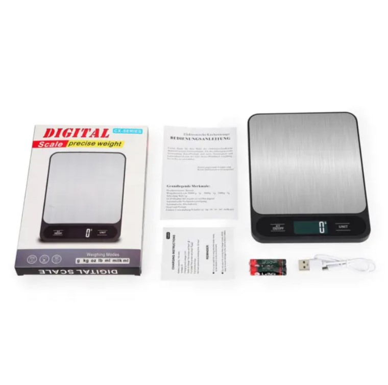 Stainless Steel Electronic Food Scale with LCD Display Battery Powered