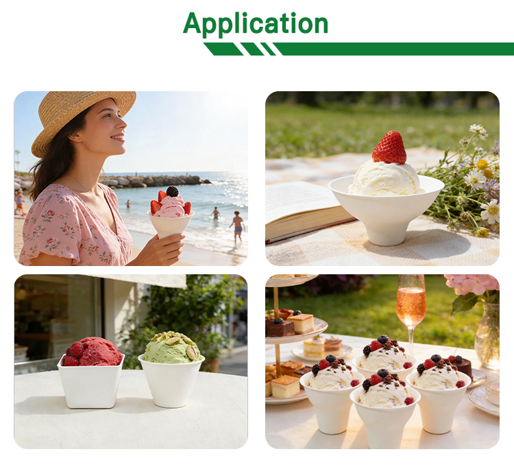 Nature Premium Bagasse Cups Eco Friendly Custom Print Sugarcane Ice Cream Cups