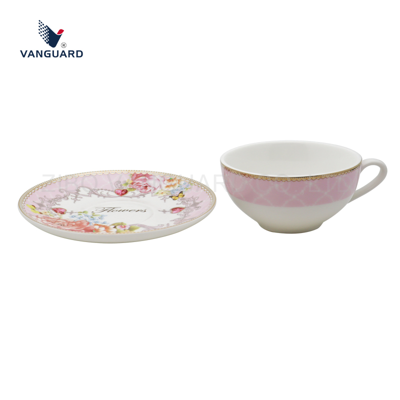 Набор керамических чашек для кофе с блюдцами, розовый