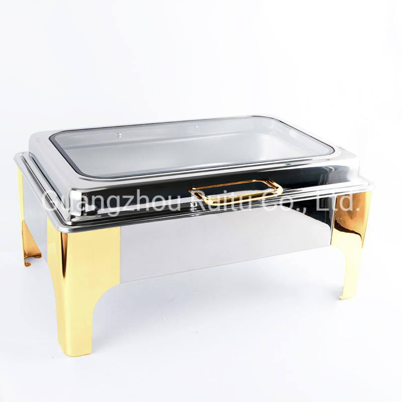 Dubai South Africa Kenya Tanzania Nigeria Silver Mixed Gold 3 Compartment Insert Tray Food Warmer Candle Fuel Heating Hotel Restaurant Equipment Chafing Dish