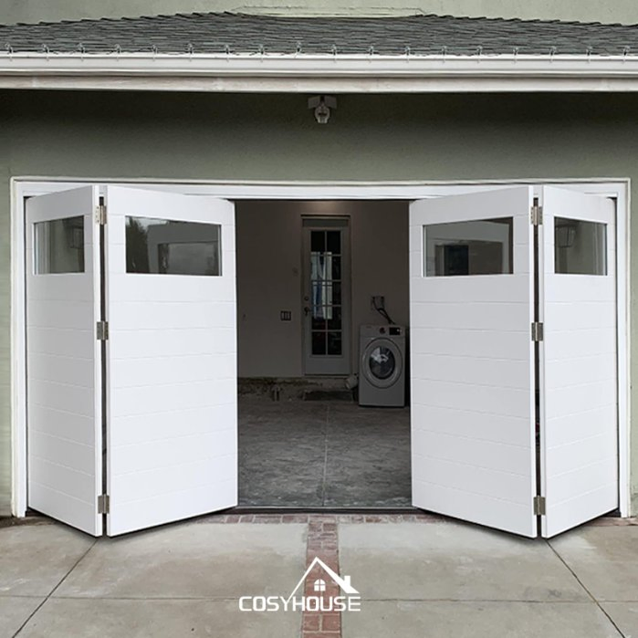 Contemporary Brown Aluminum Garage Door with Frosted Glass Inserts for Privacy