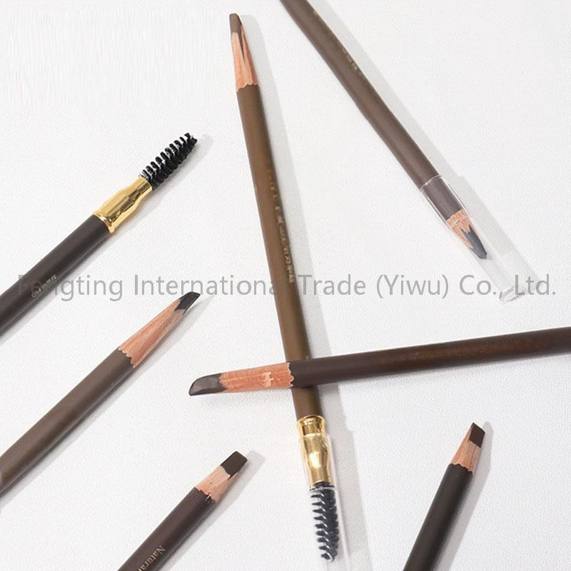 Custom Logo Newest OEM Private Label Double Headed Dark Brown Durable Wood Eyebrow Pencil New Ultra-Fine Waterproof Long-Lasting Eyebrow Pencil