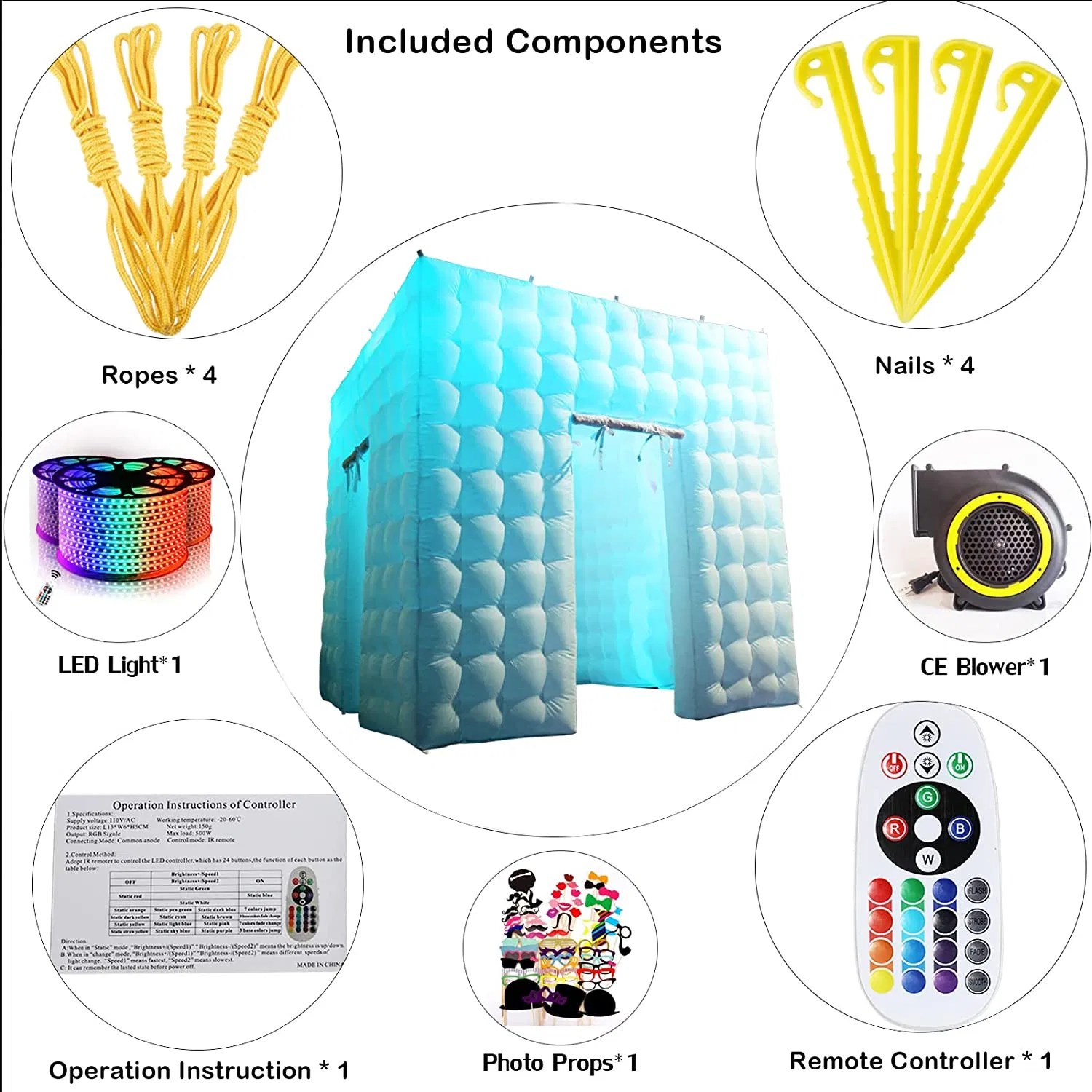 2023 New Customized Portable LED 360 Photo Booth Inflatable Enclosure